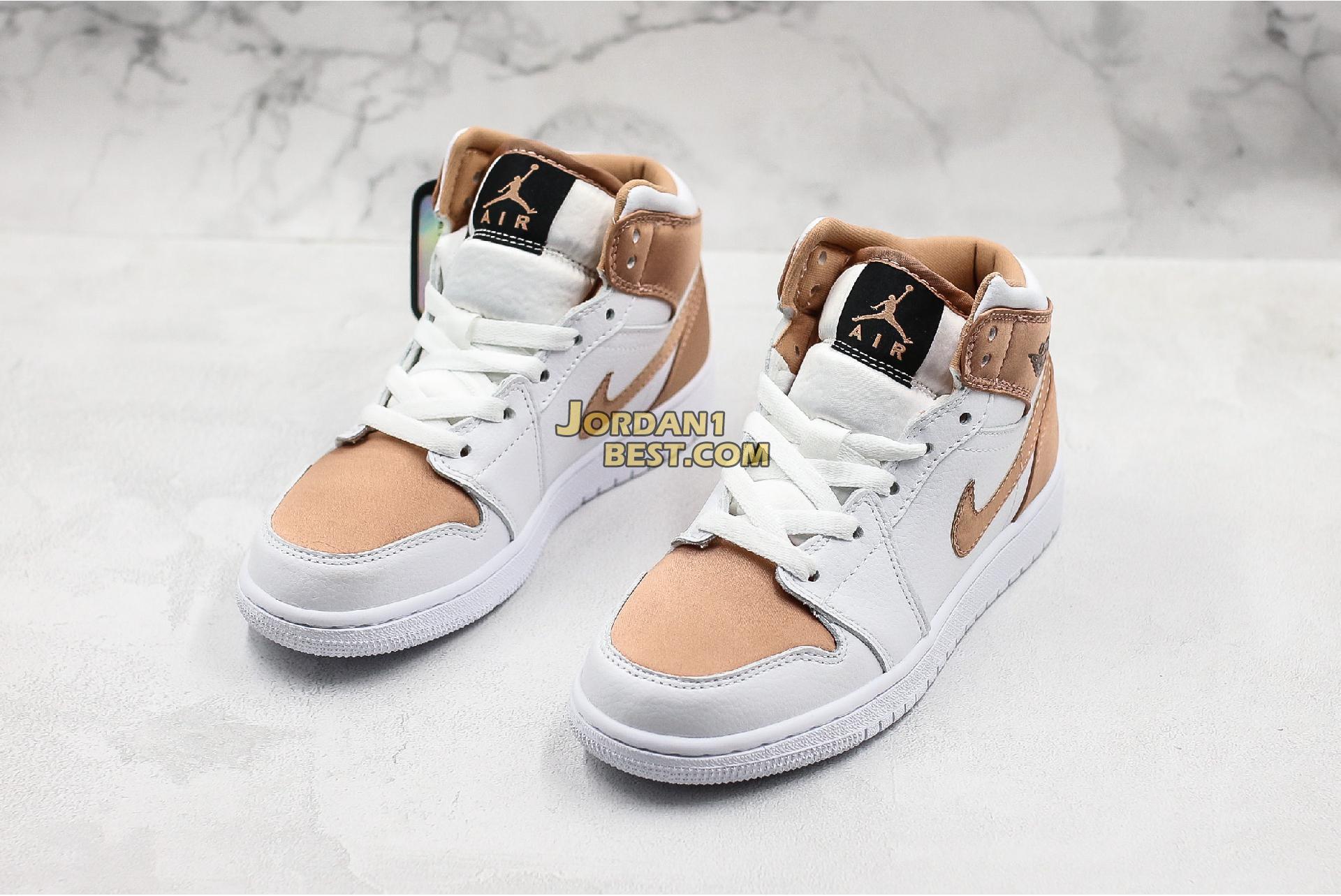 Air Jordan 1 Mid GS "White Rose Gold" 555112-190 Womens